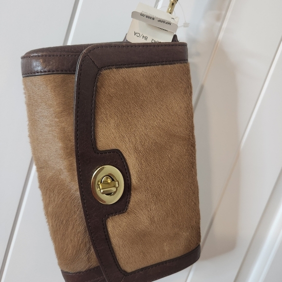 NWT Coach Legacy Haircalf Large Flap Clutch in brass camel - Picture 4 of 10